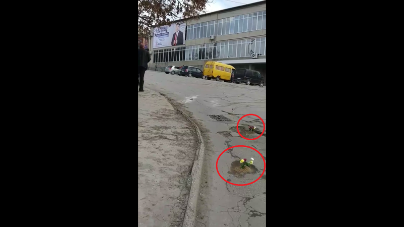 În așteptarea autocarului luxos al PD, locuitorii din Călărași au pus trandafiri în gropile din asfalt